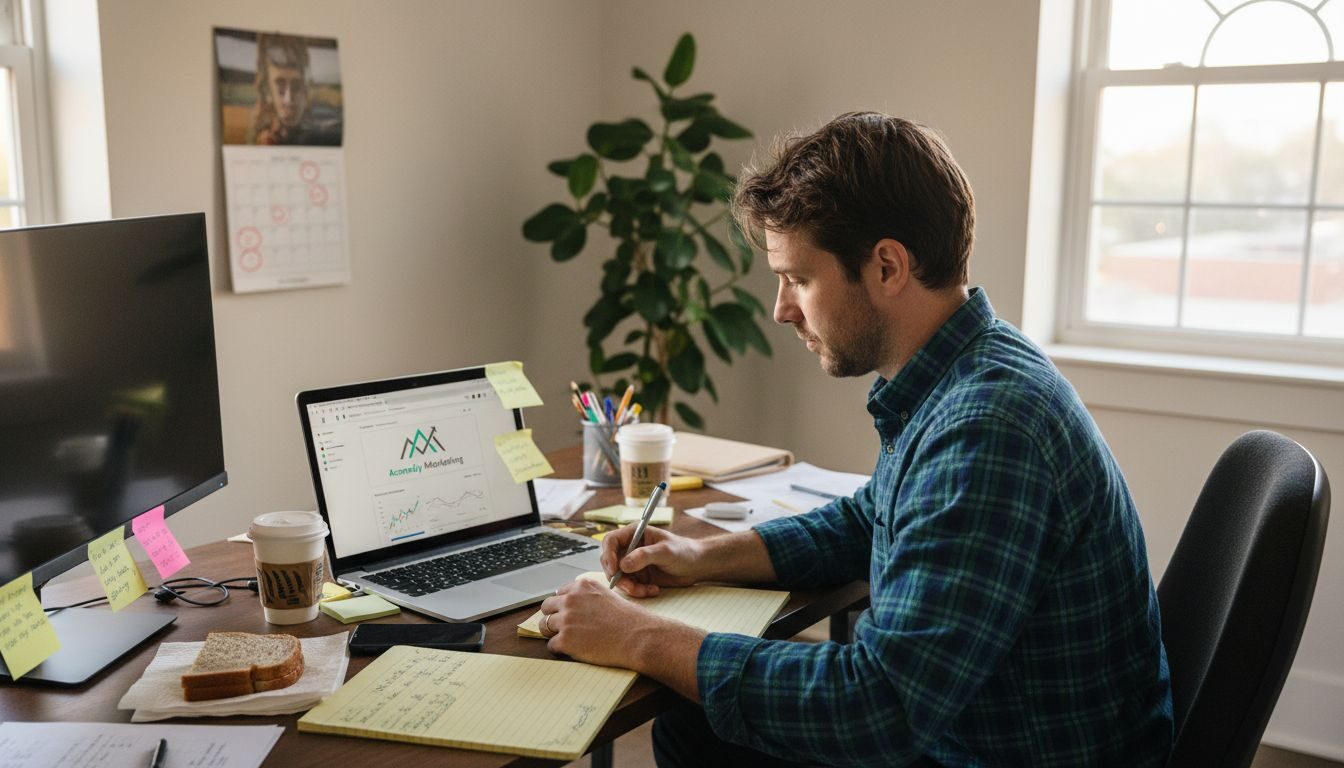 SMB owner reviewing digital marketing stats