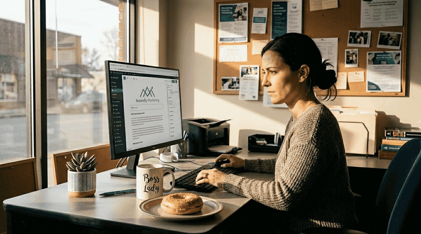 Small business owner working on branding