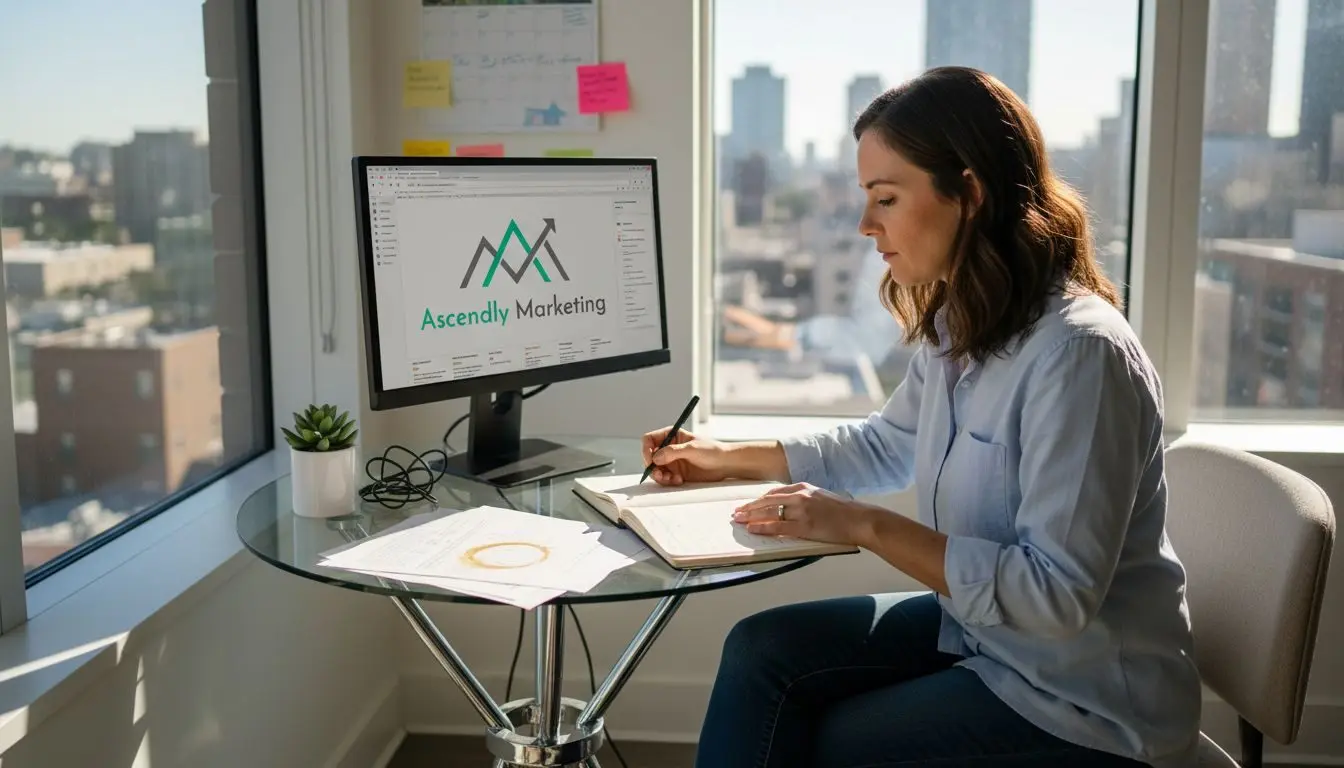 Small business owner reviews PPC campaign data