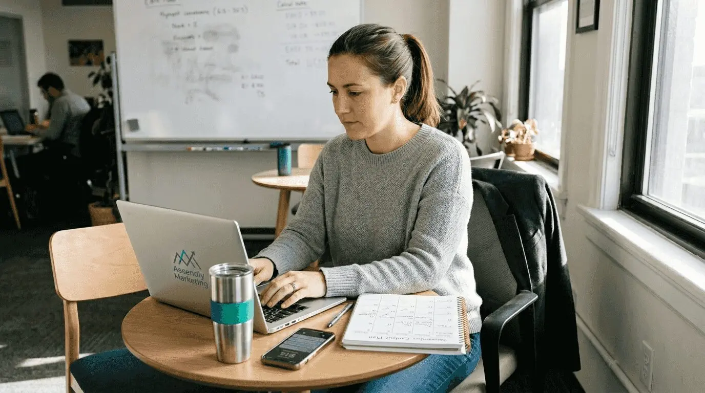 Business owner planning social media strategy