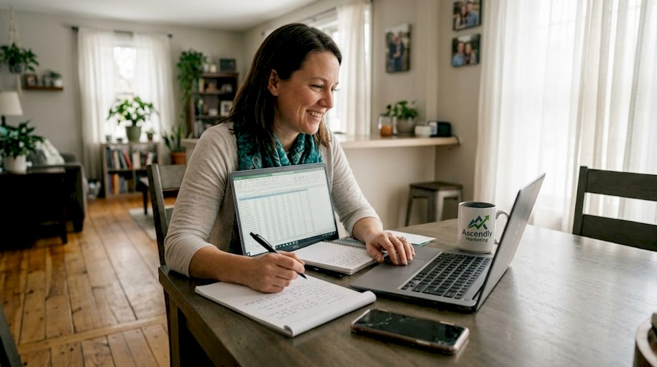 Business owner reviewing online platform options
