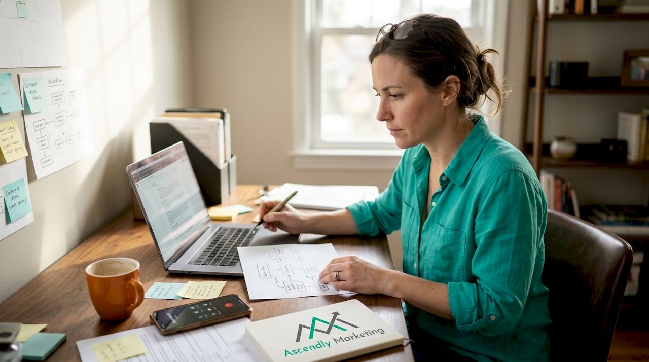 Business owner planning content strategy