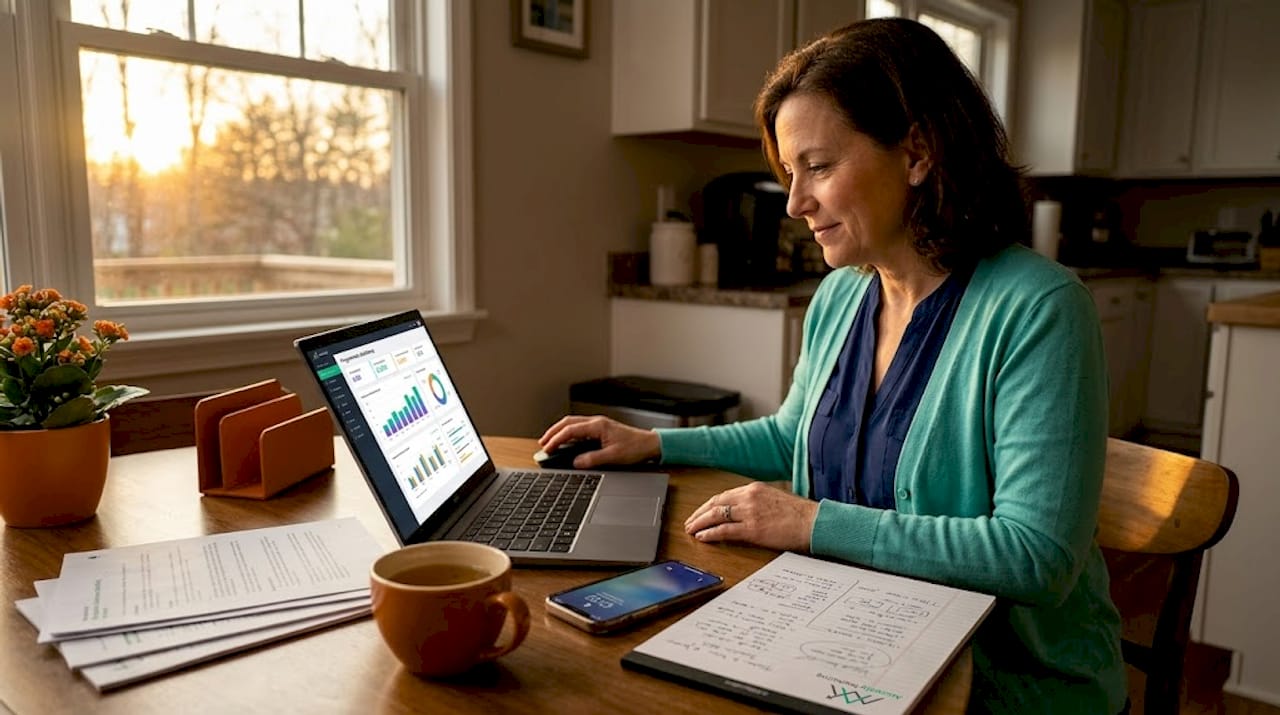 SMB owner reviews digital ad dashboard