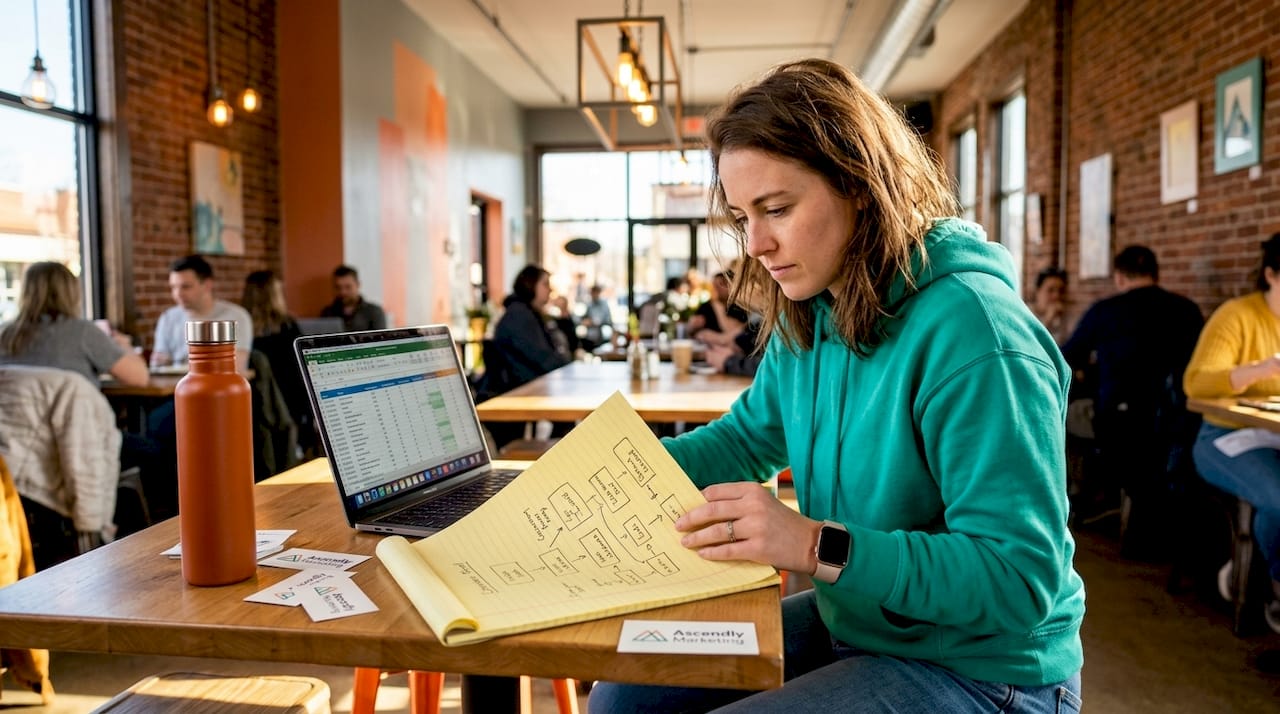Startup founder planning marketing strategy