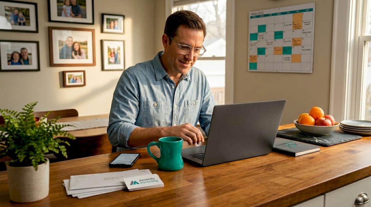 Small business owner checking online sales