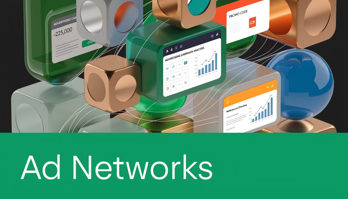 A 3d graphic showing interconnected blocks and spheres representing complex digital advertising networks and campaign analysis data.