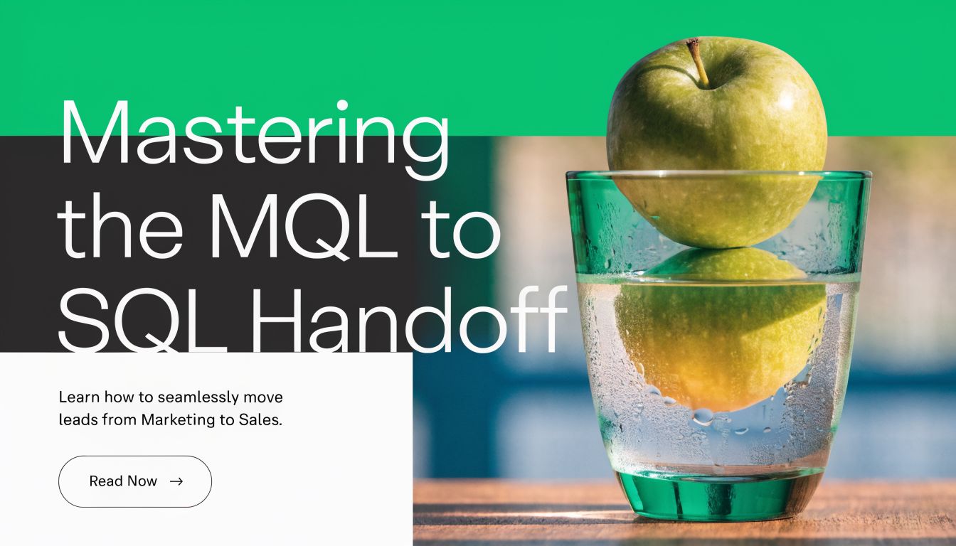 A green apple resting on a glass of water, illustrating the process of moving marketing leads to sales.