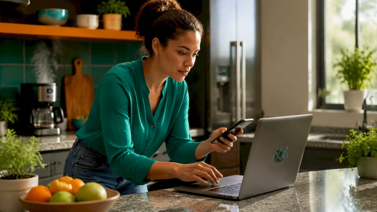 Woman working on digital footprint data