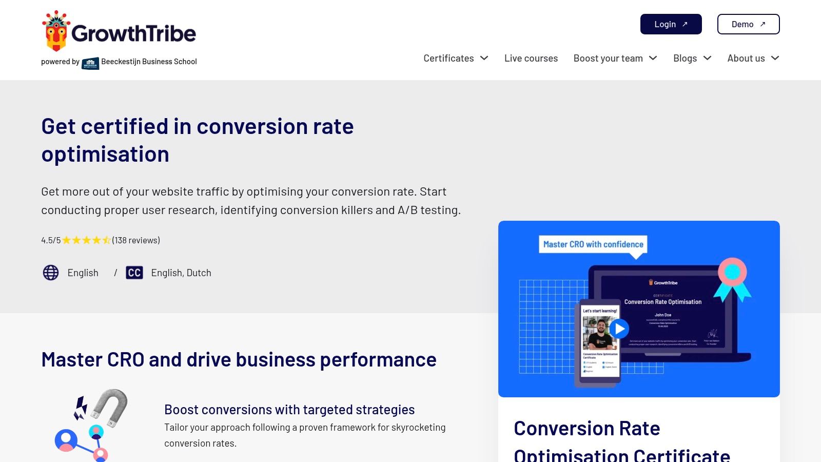 Growth tribe – conversion rate optimisation certificate