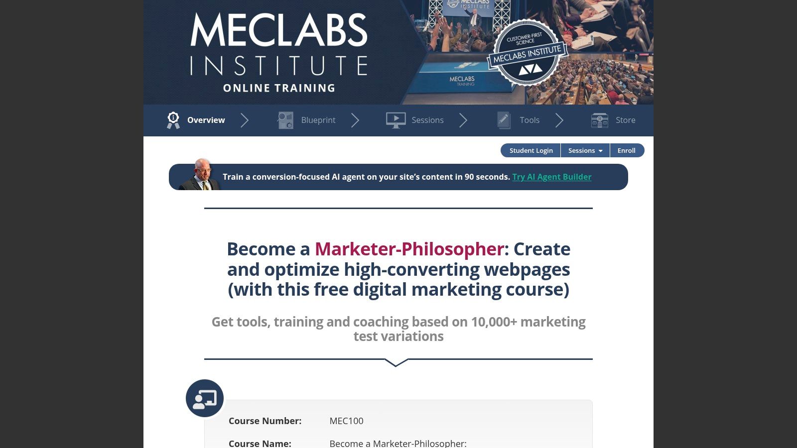 Meclabs institute – “become a marketer‑philosopher” cro course