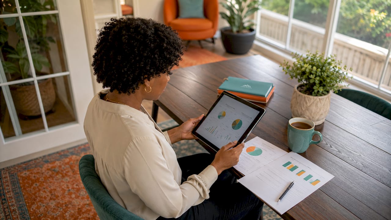 Businesswoman reviewing conversion optimization data