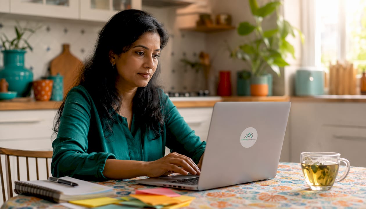 Small business owner entering directory details