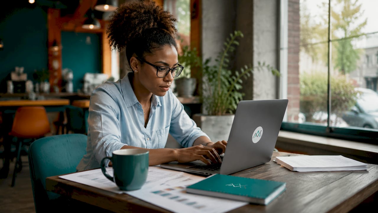 Woman preparing press release in office