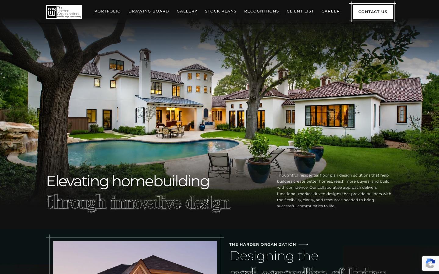 Homepage of the the harder organization website, built on wordpress by ascendly